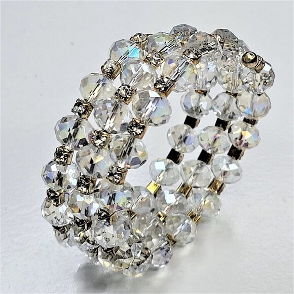 CLEAR Sparkling Crystal Glass Wrap Around Bracelet - Picture 1 of 13